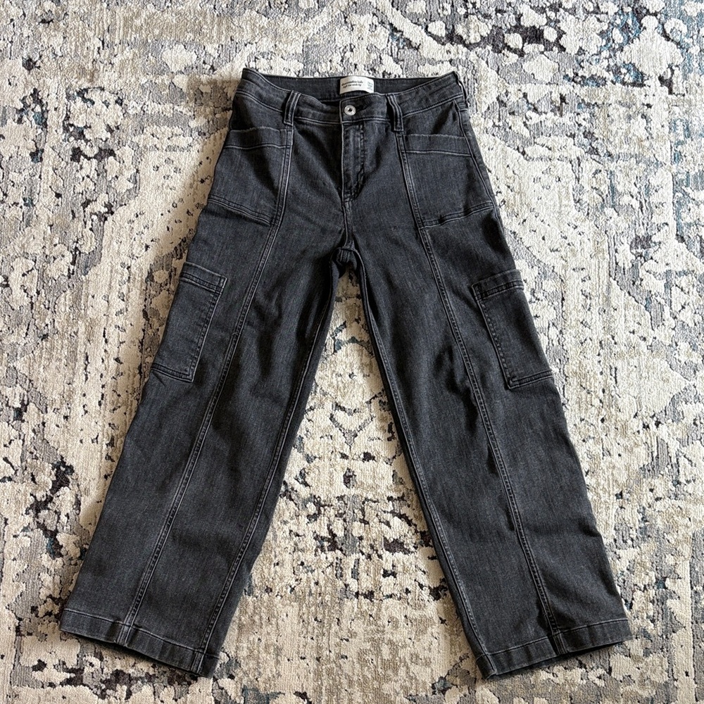 Abercrombie Kids Black wide leg Cargo Pants
